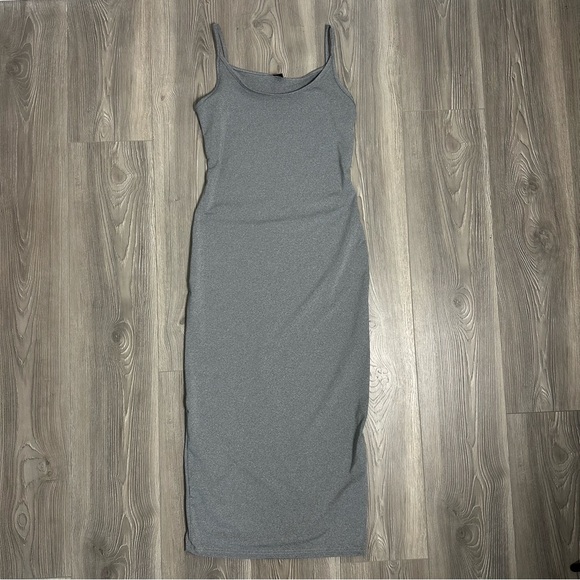 Shein Grey Bodycon Maxi Dress Sleeveless Stretch Fitted Tank Dress Size M - Picture 1 of 4
